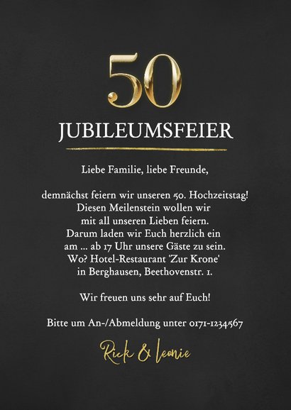 Einladungskarte goldene 50 Hochzeitsjubiläum Fotocollage 3