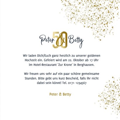 Einladungskarte Goldene Hochzeit 50 Gold 3