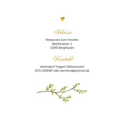 Einladungskarte Goldene Hochzeit Blumenkranz Herz 2