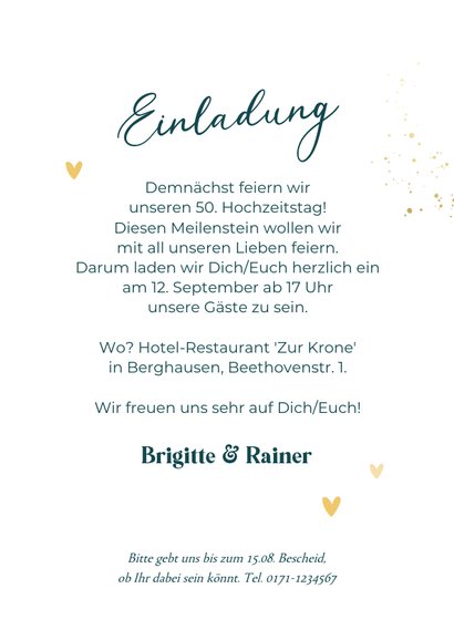 Einladungskarte Goldene Hochzeit Fotos in Kreisform 3