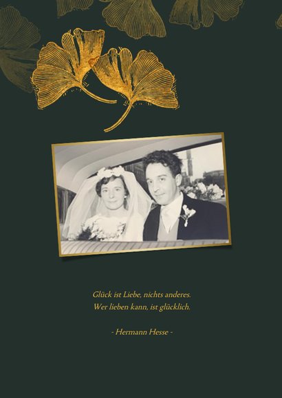 Einladungskarte Goldene Hochzeit Ginkgoblätter 2