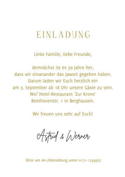 Einladungskarte Goldene Hochzeit Jahre Doodles 3