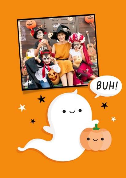 Einladungskarte Halloween Gespenst 'BUH' orange 2