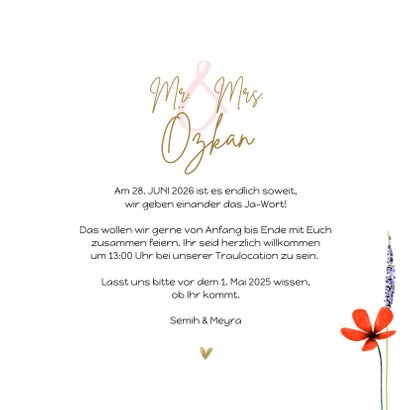Einladungskarte Hochzeit Blumenwiese 3