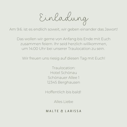 Einladungskarte Hochzeit Eukalyptus & Goldlook 3