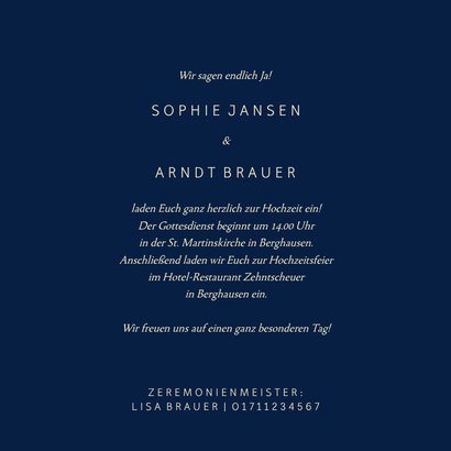 Einladungskarte Hochzeit Goldene Schrift 3