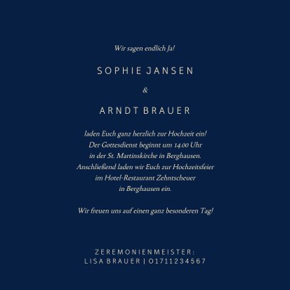 Einladungskarte Hochzeit Goldene Schrift 3
