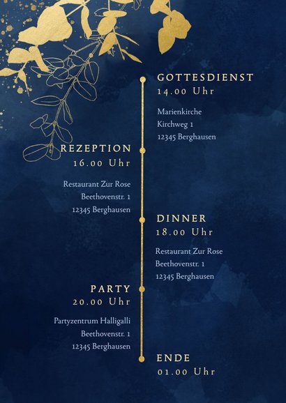Einladungskarte Hochzeit Goldener Eukalyptus 2