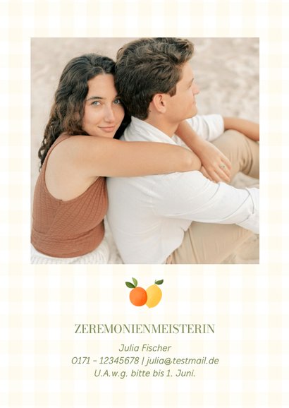 Einladungskarte Hochzeit Mandarine & Zitrone 2