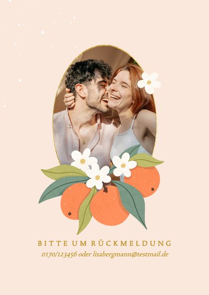 Einladungskarte Hochzeit Orangenblüten 2