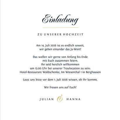 Einladungskarte Hochzeit Schreibschrift und Foto 3