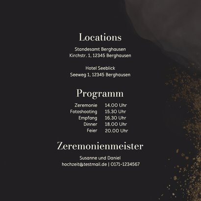 Einladungskarte Hochzeit Wasserfarbe Grau und Gold 2