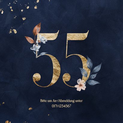 Einladungskarte Hochzeitsjubiläum 55 Jahre Aquarell Blumen 2