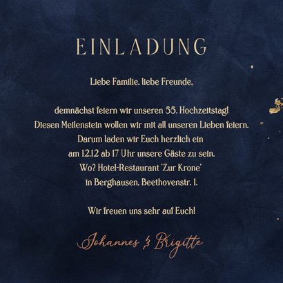 Einladungskarte Hochzeitsjubiläum 55 Jahre Aquarell Blumen 3