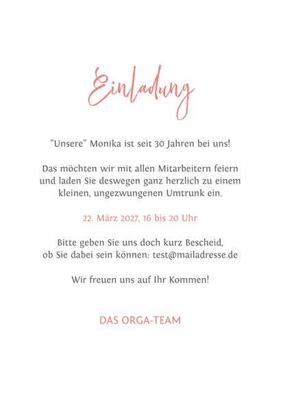 Einladungskarte Jubiläumsfeier Dienstjubiläum 3