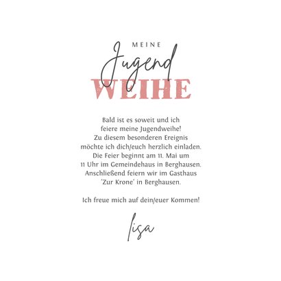 Einladungskarte Jugendweihe Kranz aus Blumen und Blättern 3