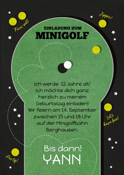 Einladungskarte Kindergeburtstag Minigolf 3