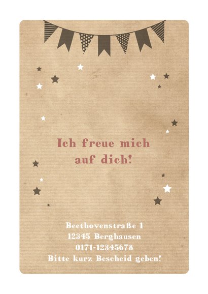 Einladungskarte Kindergeburtstag Partykatze und Sterne 2