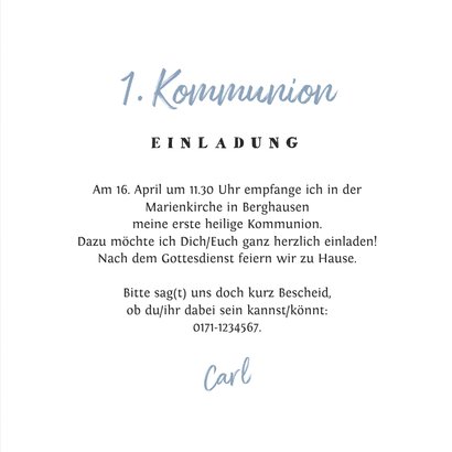 Einladungskarte Kommunion Foto auf Kreidetafel 3