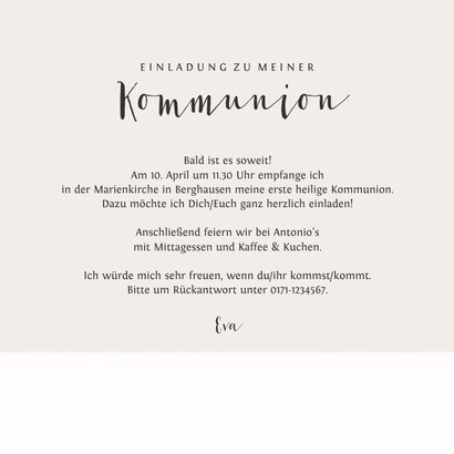 Einladungskarte Kommunion Foto und Kaninchen 3