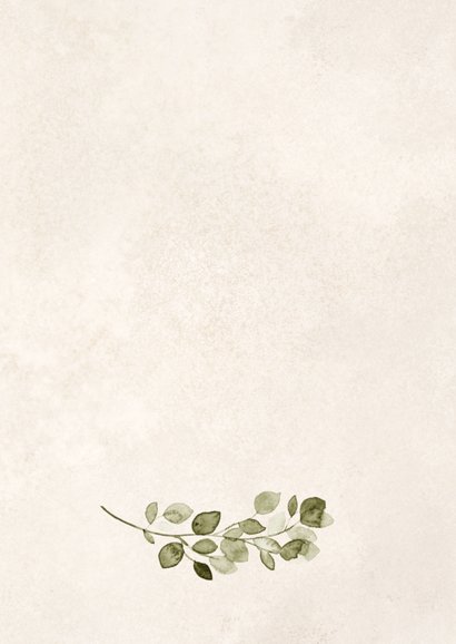 Einladungskarte Kommunion Sand Aquarell Eukalyptus Rückseite