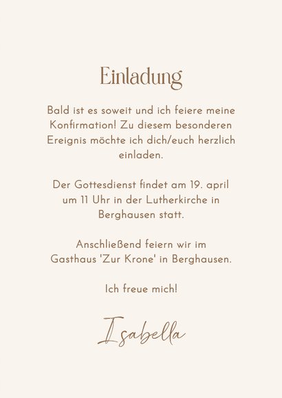 Einladungskarte Kommunion Spitze beige 3