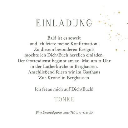 Einladungskarte Konfirmation drei Tauben Goldschrift 3