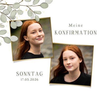 Einladungskarte Konfirmation Eukalyptusblätter 2