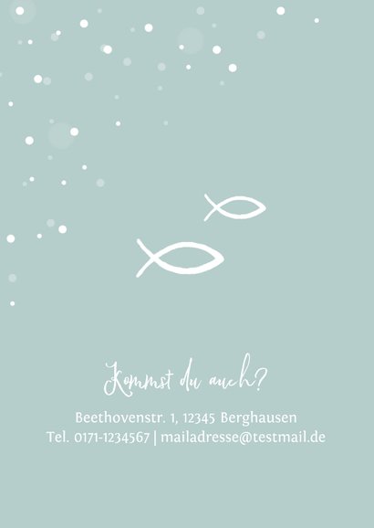 Einladungskarte Konfirmation Foto, weiße Konfetti & Fisch 2