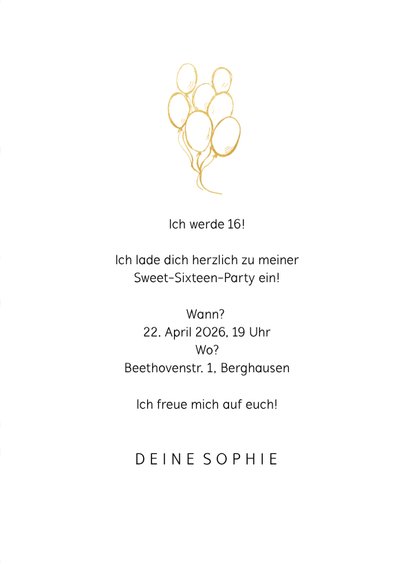 Einladungskarte mit Foto Sweet Sixteen 3