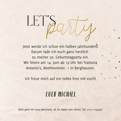 Einladungskarte mit Foto zum 50. Geburtstag Aquarell 3