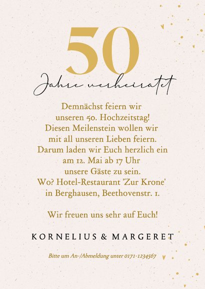 Einladungskarte mit Foto zum 50. Hochzeitstag Papierstruktur 3