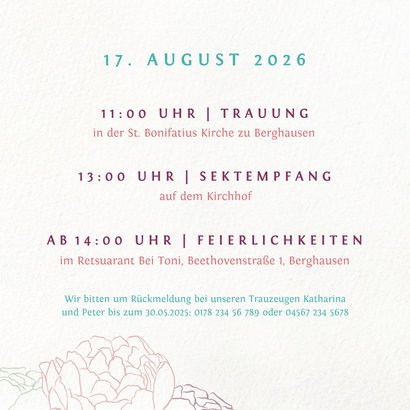 Einladungskarte mit Pfingstrosen 2