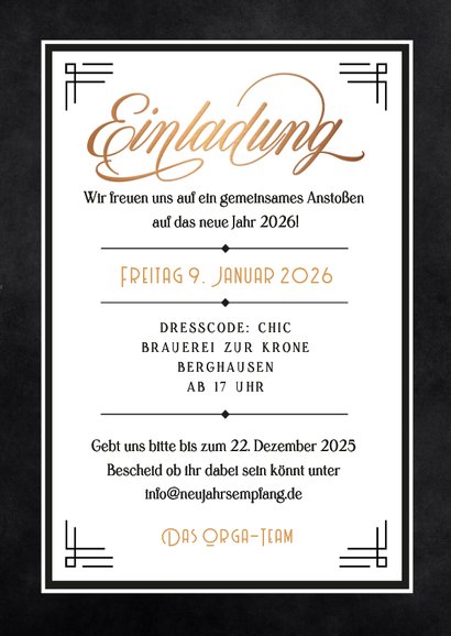 Einladungskarte Neujahrsempfang Fliege Vintage 3