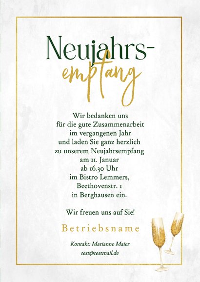 Einladungskarte Neujahrsempfang geschäftlich grün-kariert 3