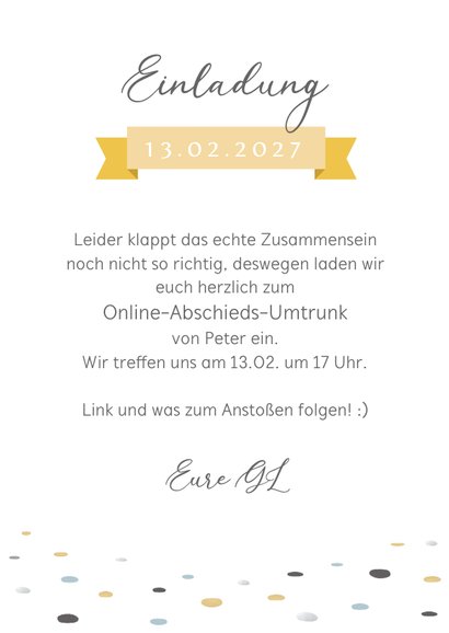 Einladungskarte Online-Abschied 3