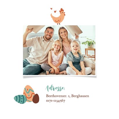 Einladungskarte Osterfrühstück bunte Ostersymbole 2