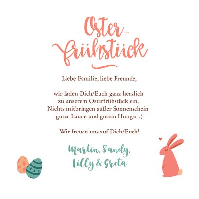 Einladungskarte Osterfrühstück bunte Ostersymbole 3