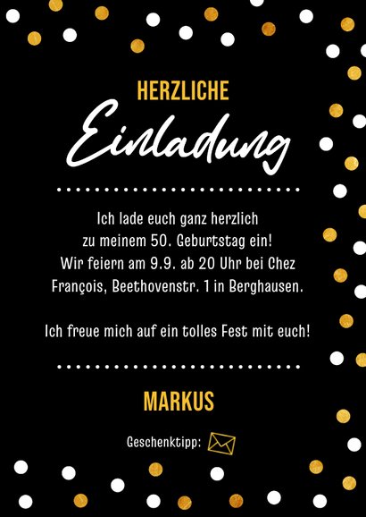 Einladungskarte Party Geburtstag mit Konfetti 3