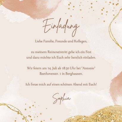 Einladungskarte Renteneintritt Gold Glitzer mit Foto 3