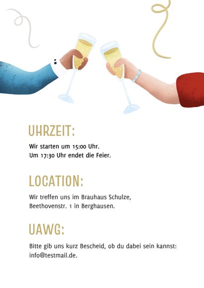 Einladungskarte Rentenfeier Anstoßen Getränke 2