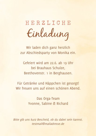 Einladungskarte Rentenfeier Wegweiser mit Blumen 3