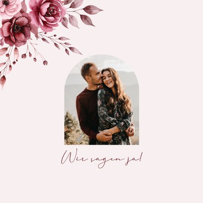 Einladungskarte Rosengesteck rosa Hochzeit 2