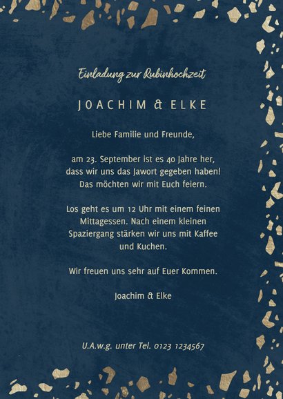 Einladungskarte Rubinhochzeit 1986-2026 3