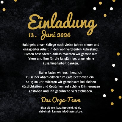 Einladungskarte Ruhestand Party Gold Wimpelkette 3