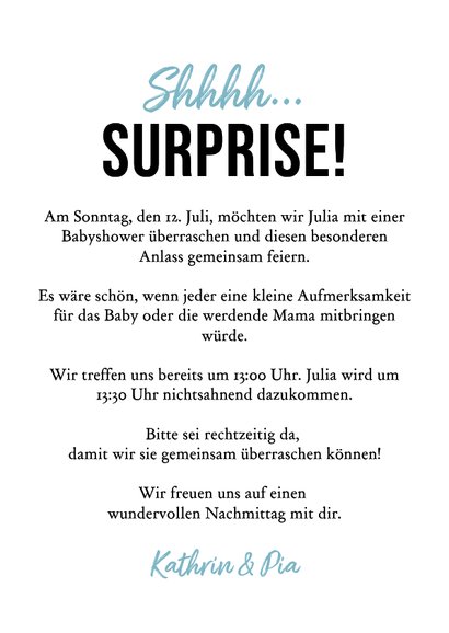 Einladungskarte Strampler Foto Babyshower blaue Herzchen 3