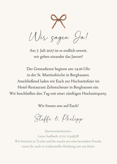 Einladungskarte Trachtenhochzeit Dirndl & Lederhose 3