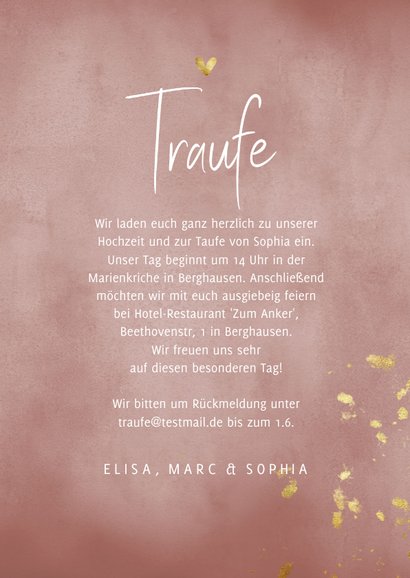 Einladungskarte 'Traufe' Aquarell & Goldtupfen 3