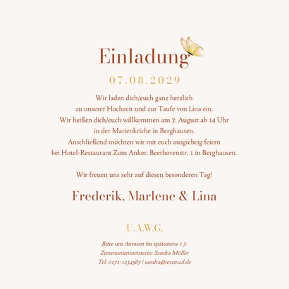 Einladungskarte Traufe Sommerblumen & Gold 3