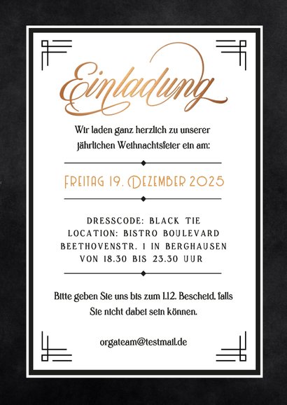 Einladungskarte Vintage Fliege Abendgala Weihnachtsfeier 3